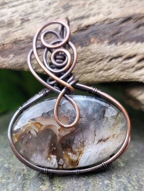 UV Reactive Volcano Agate Handmade Wire Wrap Pendant